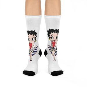 Betty Boop Cushioned Crew Socks, Fun Graphic Design, Unique Cartoon Character,
